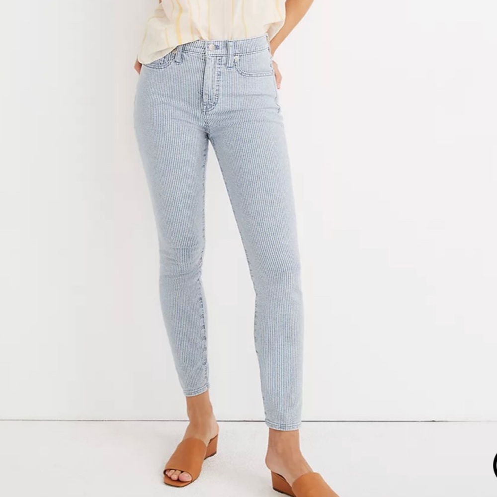 10" High-Rise Skinny Crop Jeans in Piper Stripe